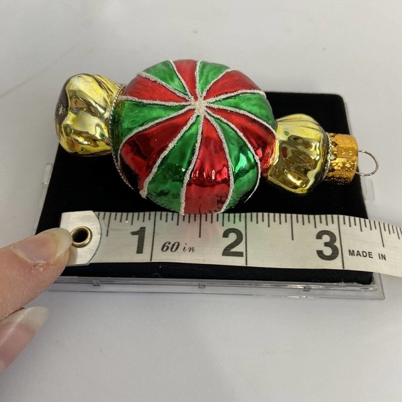 NIP Macys Holiday Lane Candy Christmas Ornament 3” Molded Glass Handmade Wrapped - Picture 7 of 8
